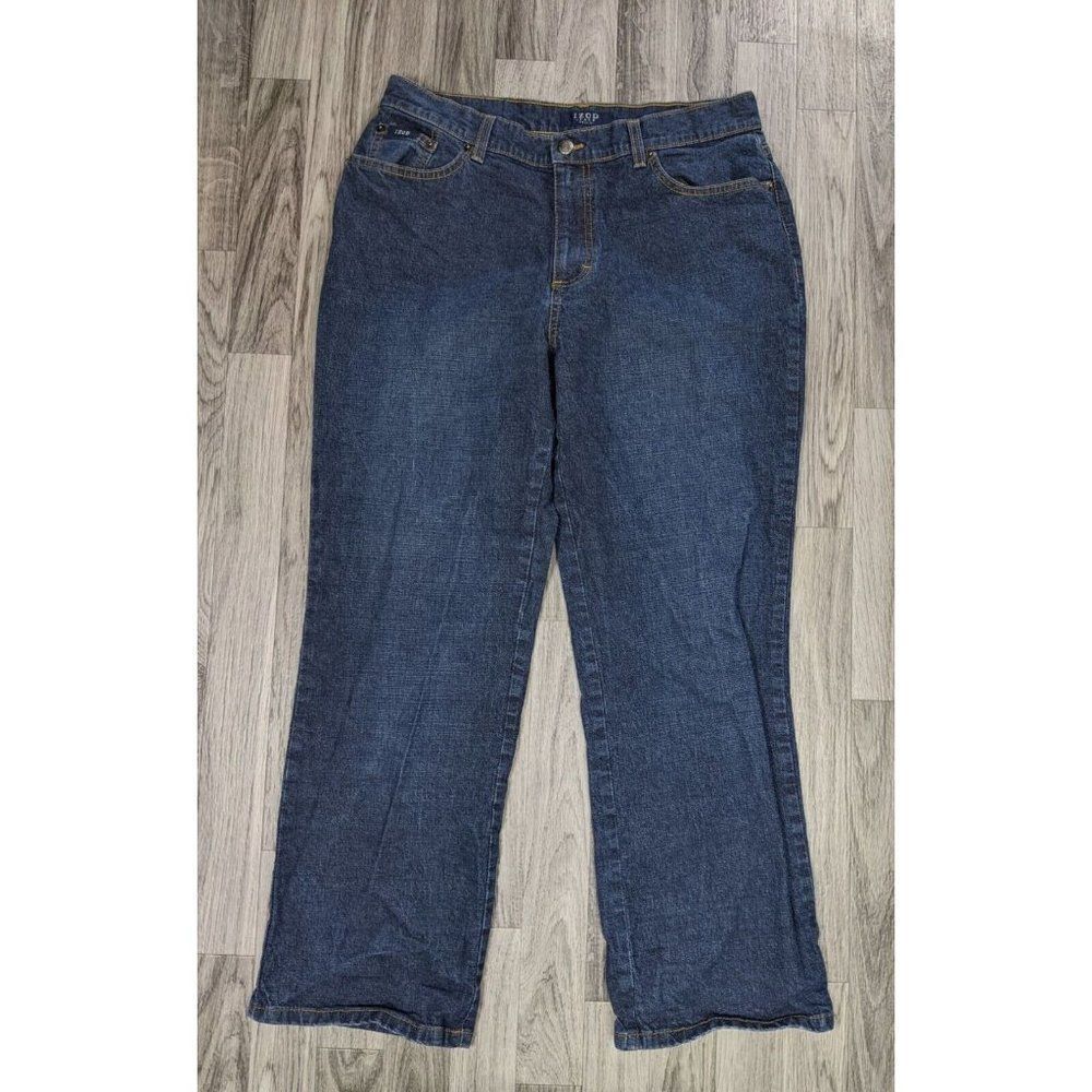 Izod Womens Size 12 Petite Pockets Straight Leg Denim Blue Jeans‎